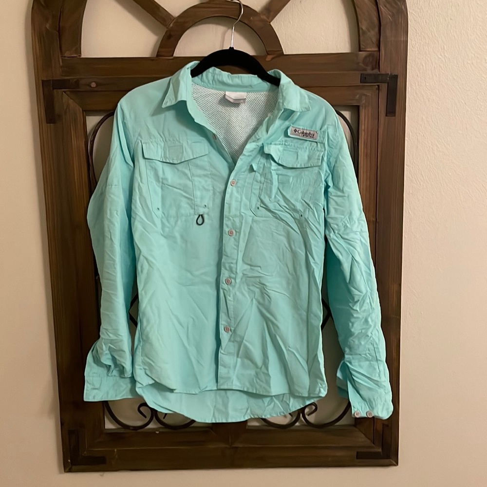 Columbia Kids Aqua Button Down Shirt